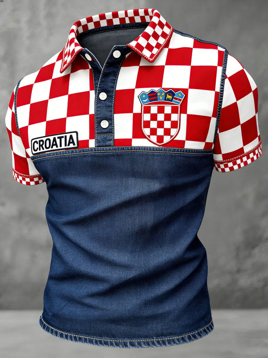Muška hrvatska umjetnost Patchwork Ispis Polo
