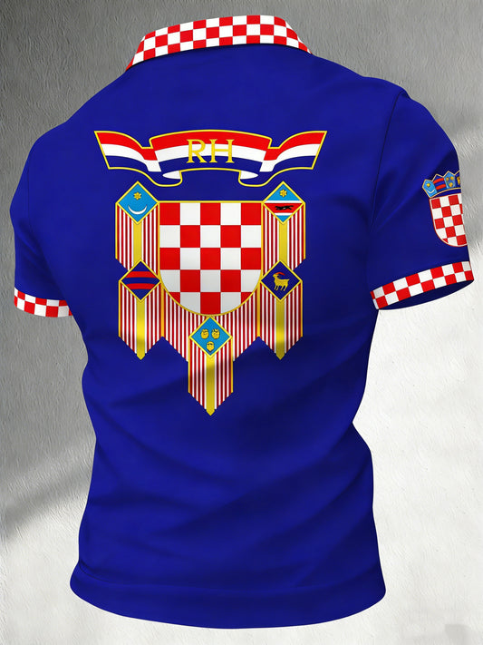 Muška hrvatska umjetnost Patchwork Ispis Polo