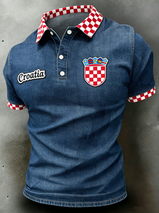 Muška hrvatska umjetnost Patchwork Ispis Polo