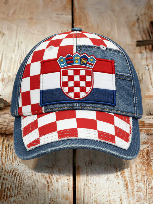 Unisex hrvatski crvena i bijela škripanja umjetnost Print Košarka Capa