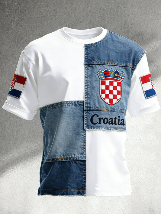 Muška hrvatska crvena i bijela dama za umjetnički T-shirt