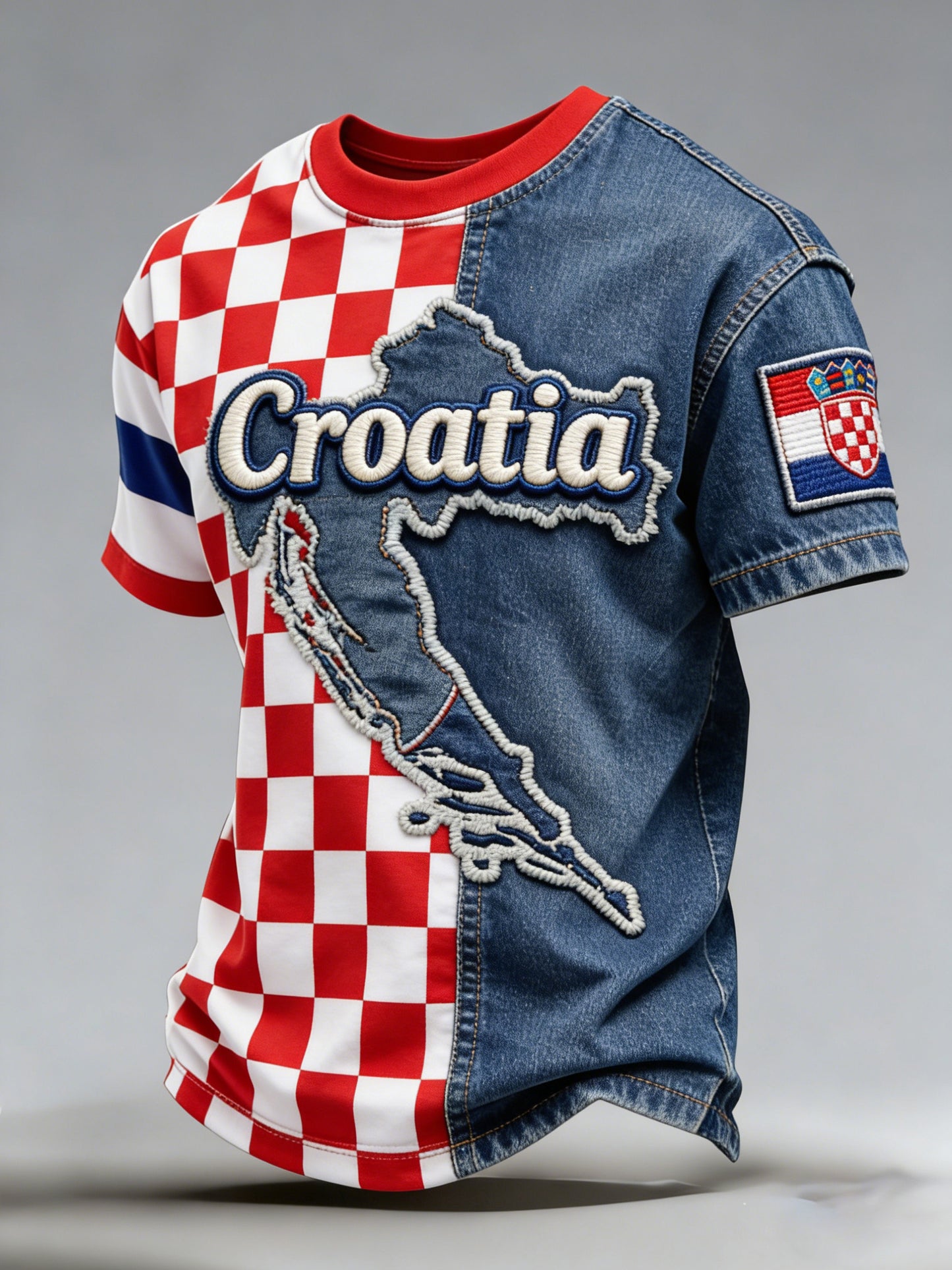 Muška hrvatska crvena i bijela dama za umjetnički T-shirt