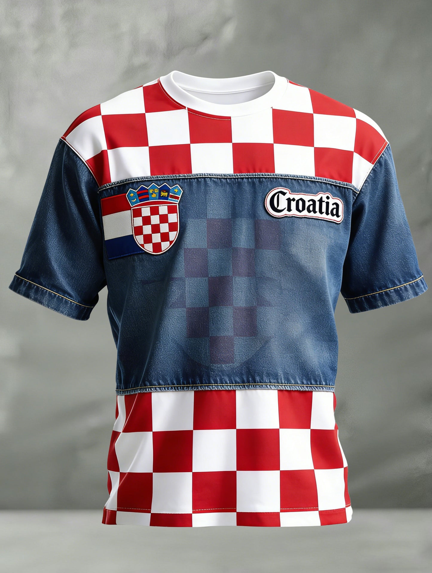 Muška hrvatska crvena i bijela dama za umjetnički T-shirt