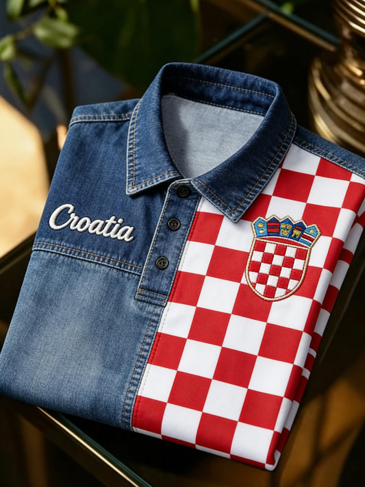 Muški umjetnički print polo majice u bojama hrvatske zastave