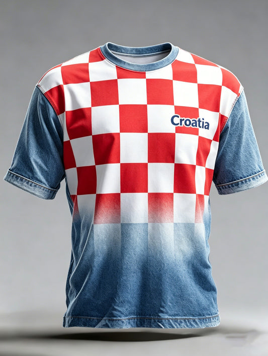 Muška hrvatska zastava shema boja umjetnost Print T-shirt