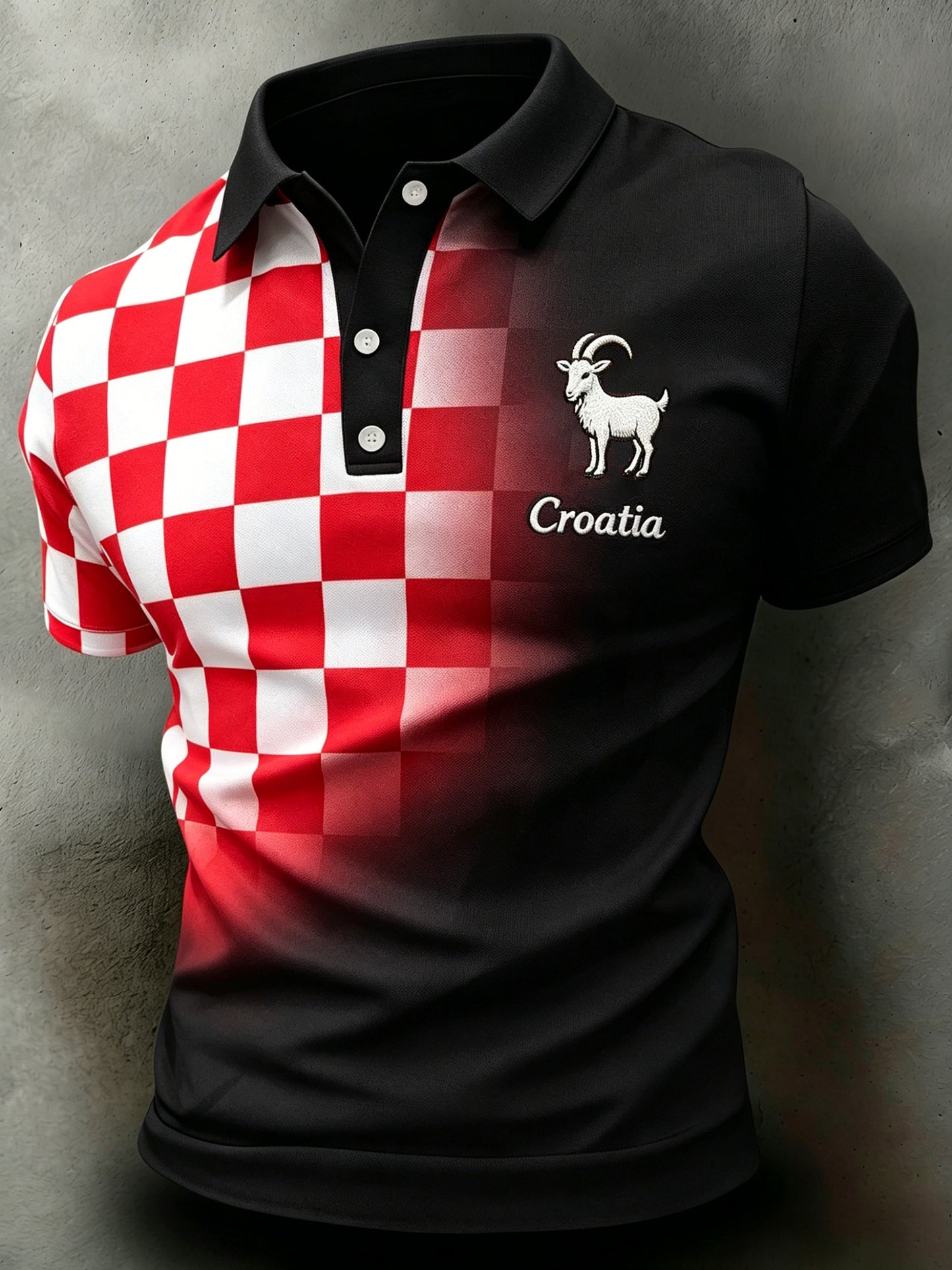 Muška hrvatska crvena i bijela dama umjetnost Print Kratka rukava