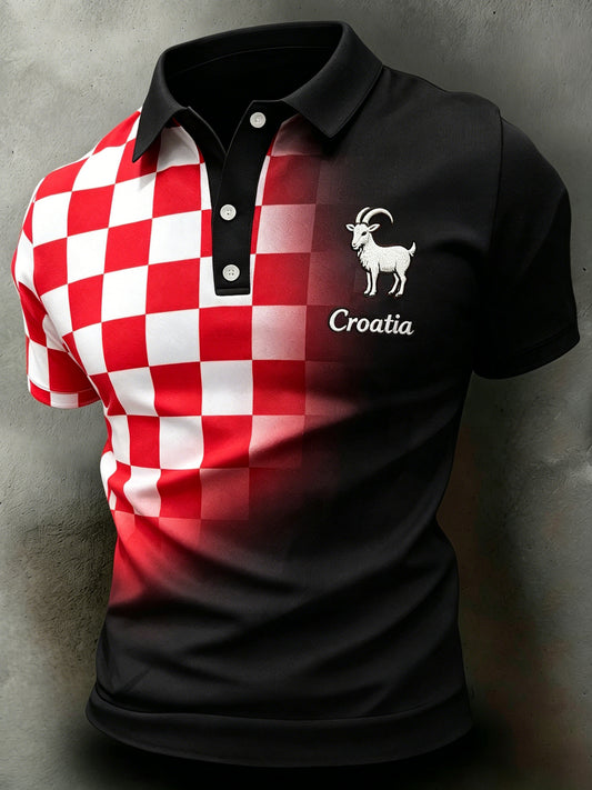Muška hrvatska crvena i bijela dama umjetnost Print Kratka rukava