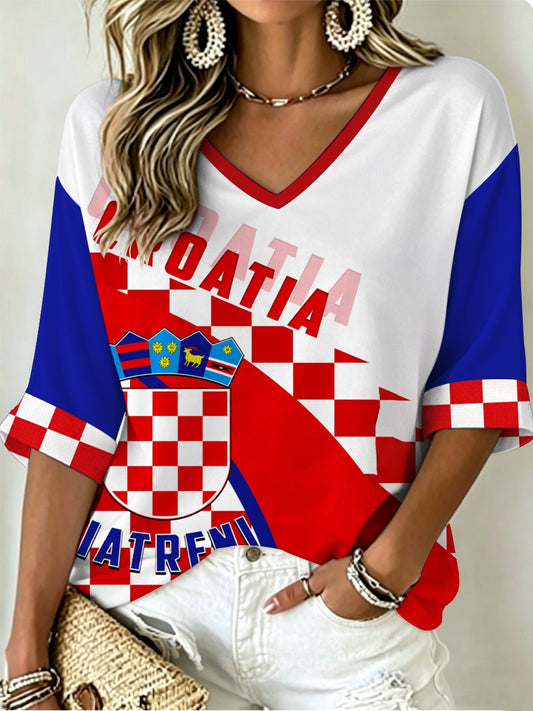 Ženski Srednji rukavi V-vrat T-majica