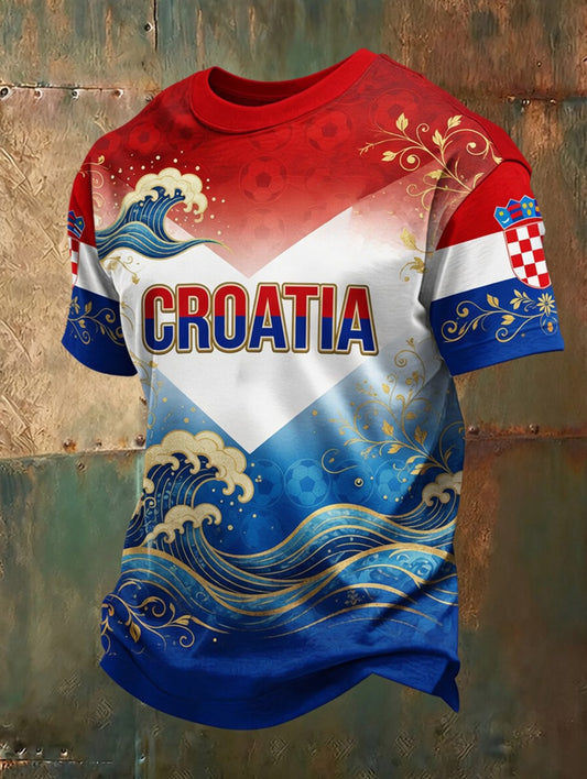 Muška umjetnička tisak za navijanje na nogometnoj utakmici Hrvatske majica kratkih rukava