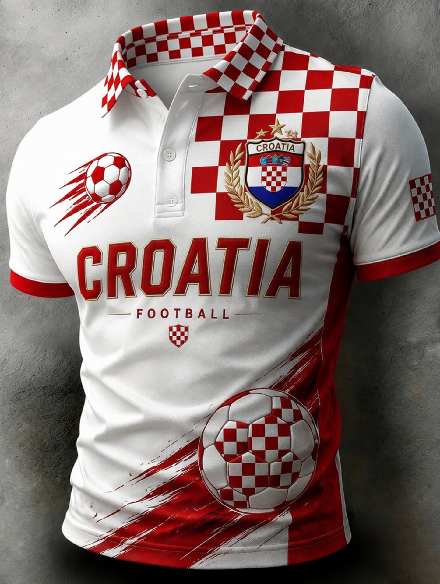 Muška Hrvatska Nogomet utakmica Navijanje umjetnosti Tiskati Kratki rukav Polo.