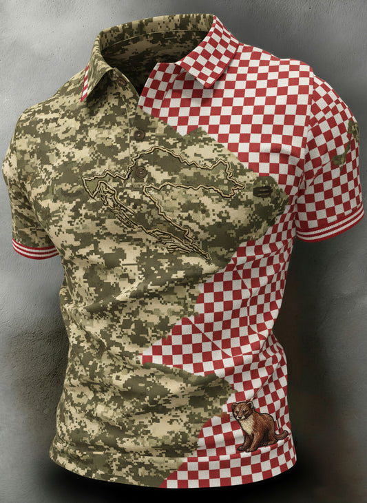 Muški kratki rukav Polo s hrvatskim zastavom inspiriranom umjetničkom tisku