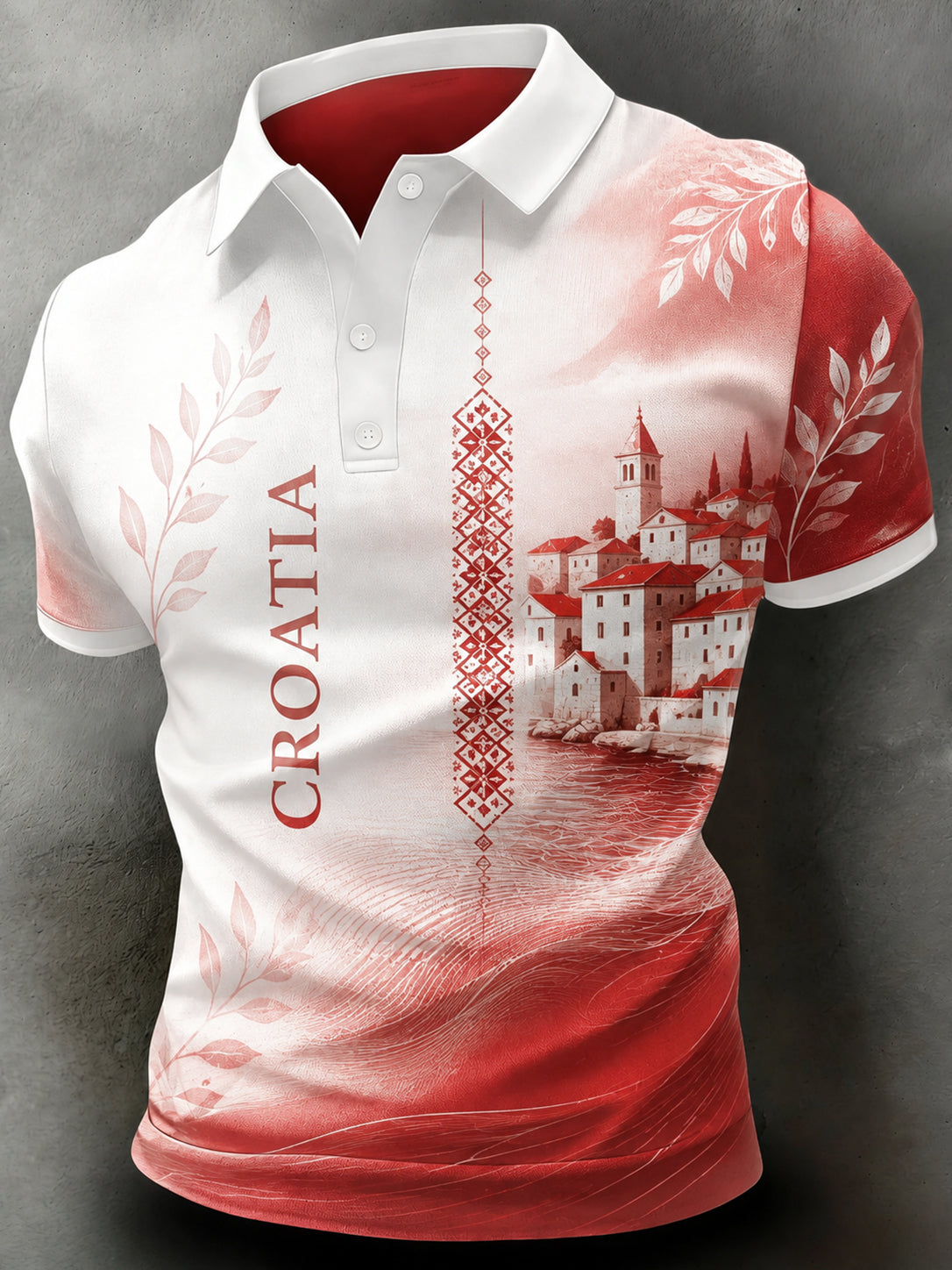 Muškarci Hrvatski zastavni element Patchwork Art Print Polo košulja