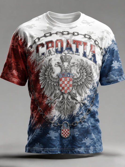 Muška majica s hrvatskim zastavom umjetničkim tiskanja