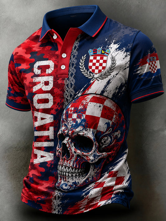 Muška umjetnost-Print Polo s Hrvatskom zastavom boje