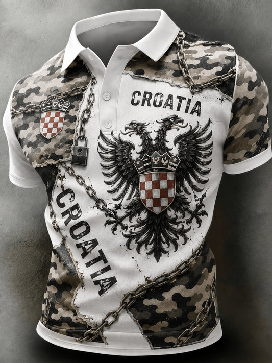 Muški polo majica s umjetničkim uzorkom u bojama hrvatske zastave