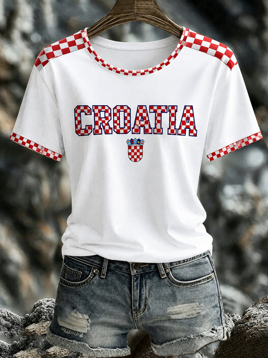 Ženska majica s umjetničkim printom s motivom hrvatske zastave