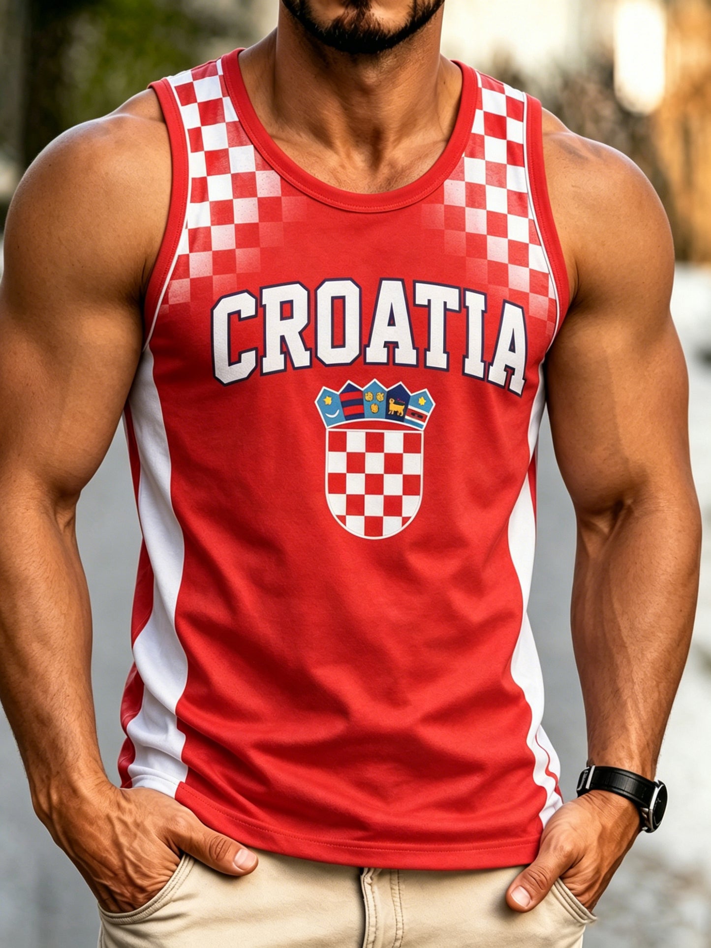 Muška Hrvatska Nogomet utakmica Navijanje umjetnost Print Tank Top Vrh