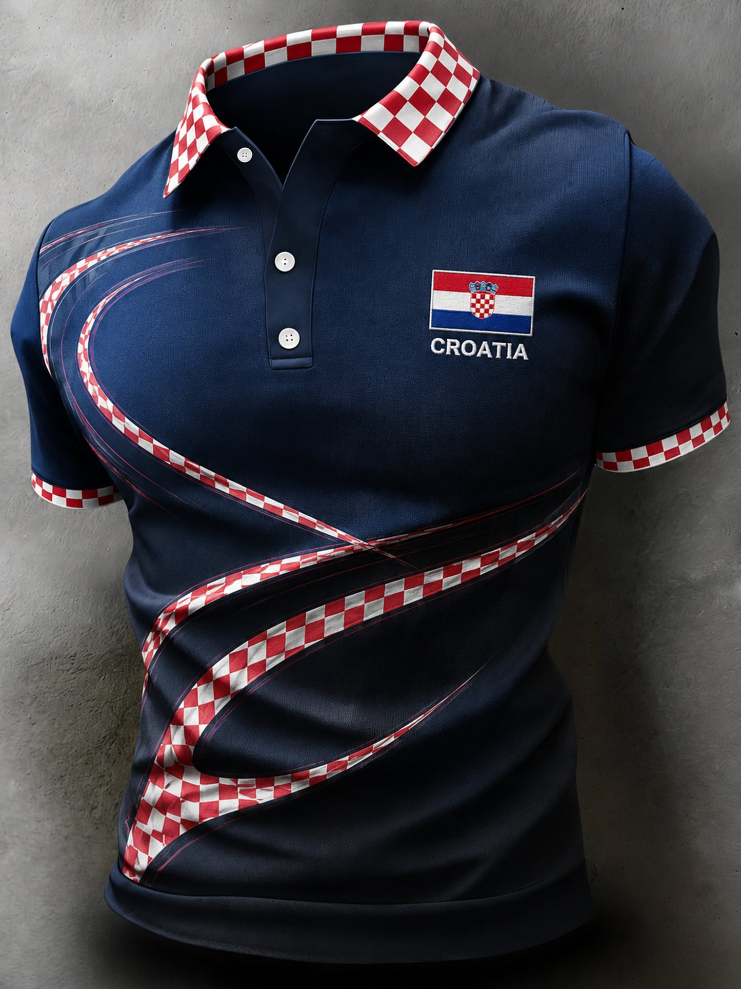 Umjetnički print polo majice za navijanje na nogometnoj utakmici muške hrvatske reprezentacije