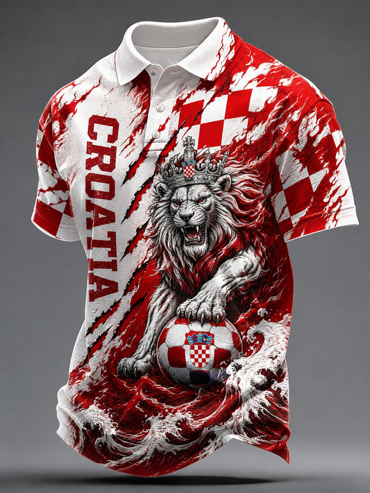Umjetnički print polo majice za navijanje na nogometnoj utakmici muške hrvatske reprezentacije