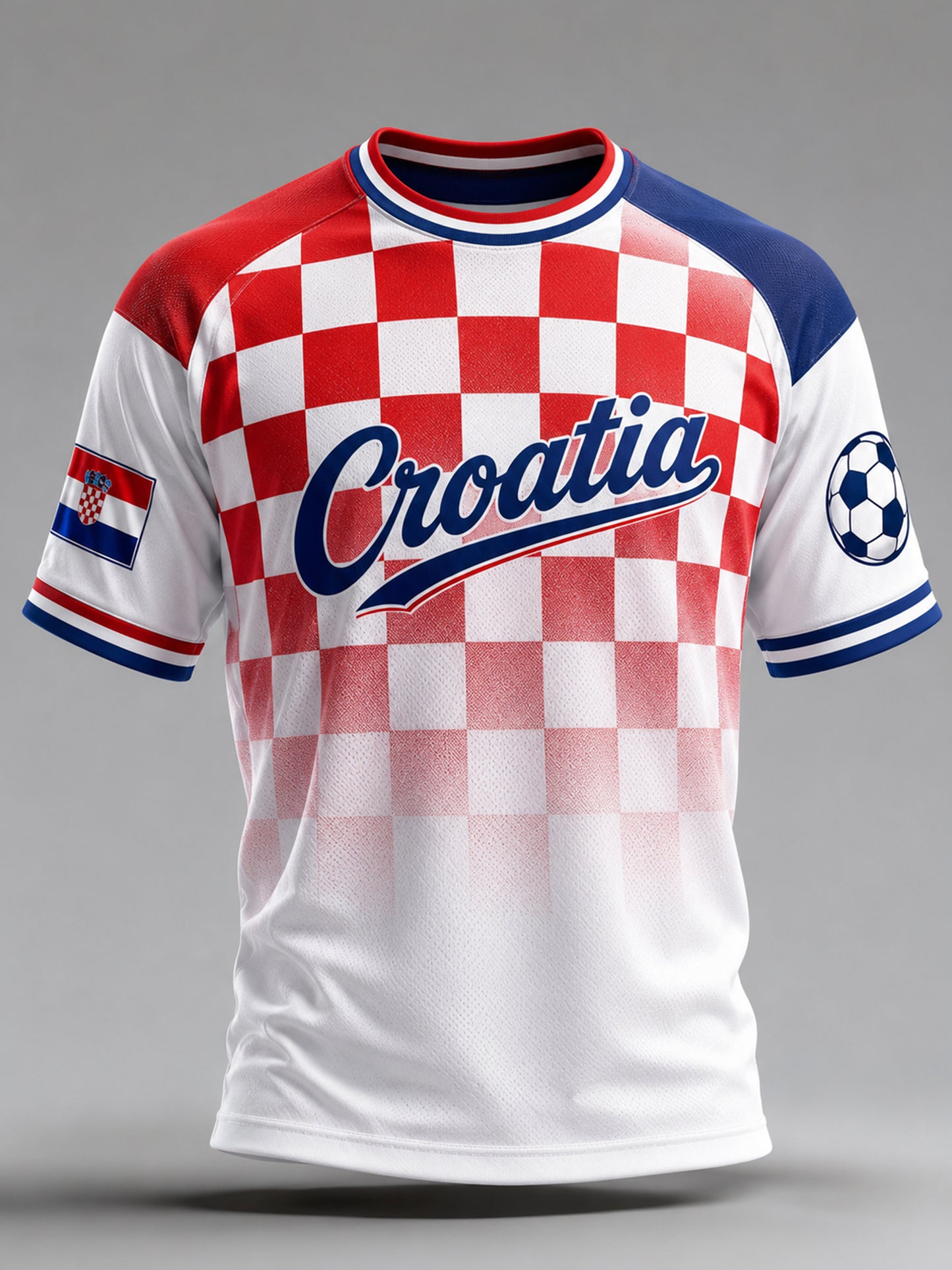 Muška Hrvatska Nogomet utakmica Navijanje T-Shirt - Nacionalna zastavna shema boja Art Print