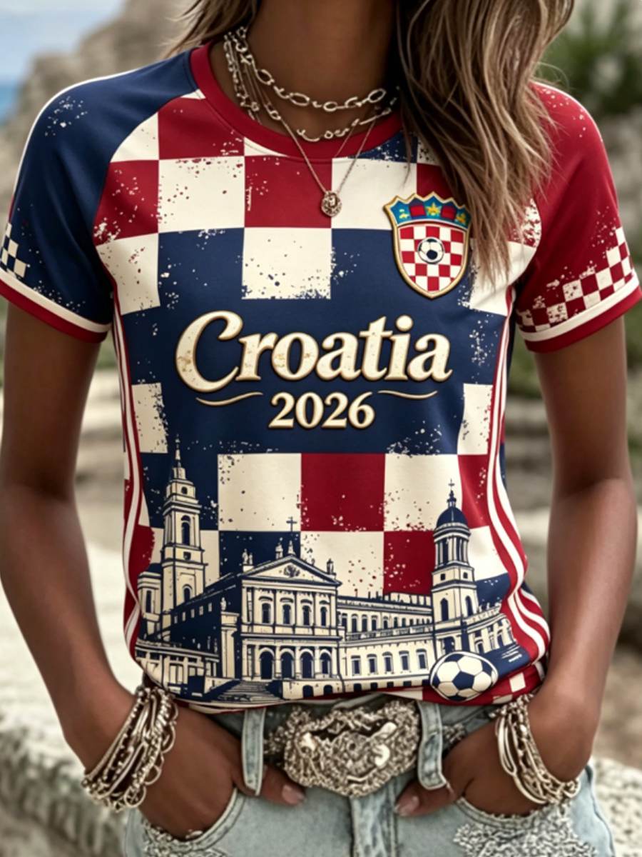 Ženska majica s kratkim rukavima i okruglim vratom