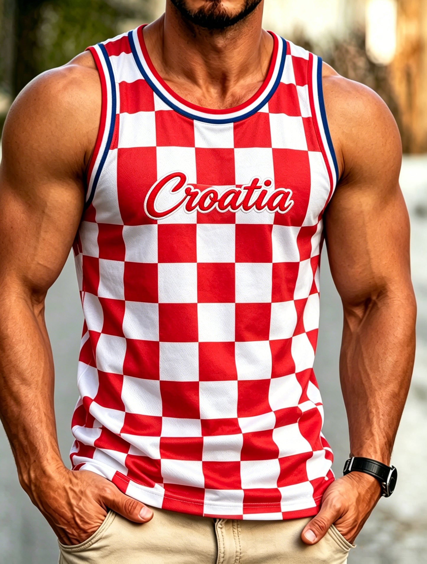 Muška hrvatska cvijeća umjetnost Print Tank Top Vrh