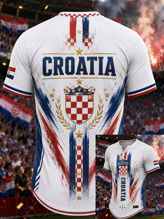 Muška majica kratkih rukava s hrvatskim cvjetnim umjetničkim uzorkom