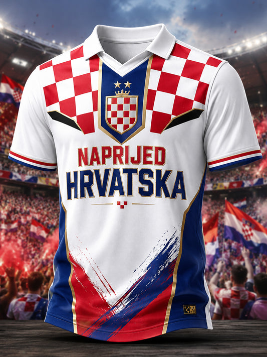 Muška majica kratkih rukava s hrvatskim cvjetnim umjetničkim uzorkom