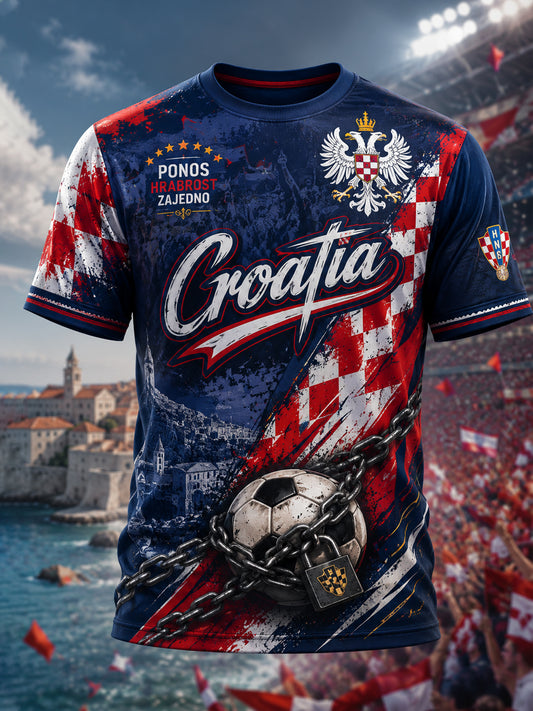Muška hrvatski nogomet navijanje umjetnost Tiskaj T-shirt