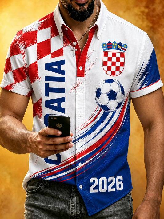 Muškarci hrvatski nogometni navijački element Art Print Kratka rukava