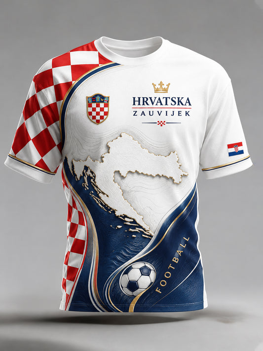Muška majica s umjetničkom grafikom hrvatskog nogometnog navijačkog elementa