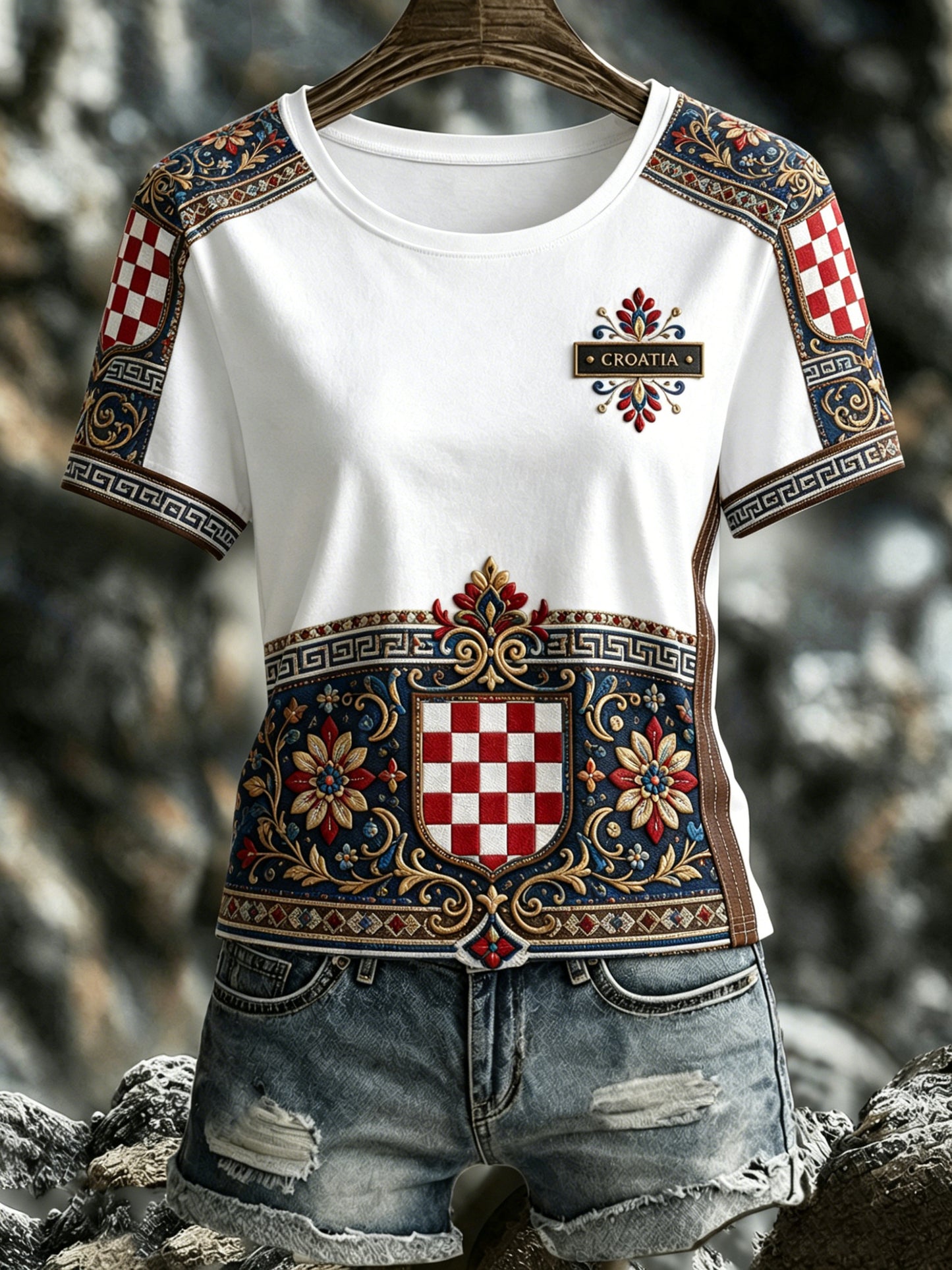 Ženska majica s hrvatskim cvjetnim uzorkom