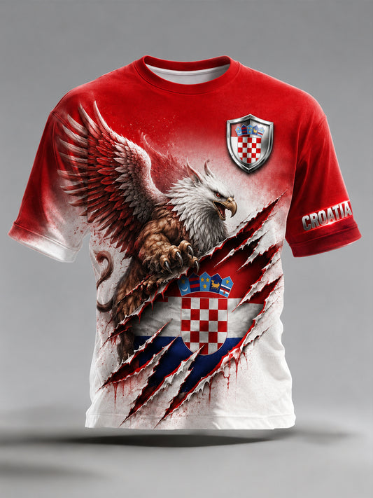 Muška majica s umjetničkom grafikom hrvatskog nogometnog navijačkog elementa
