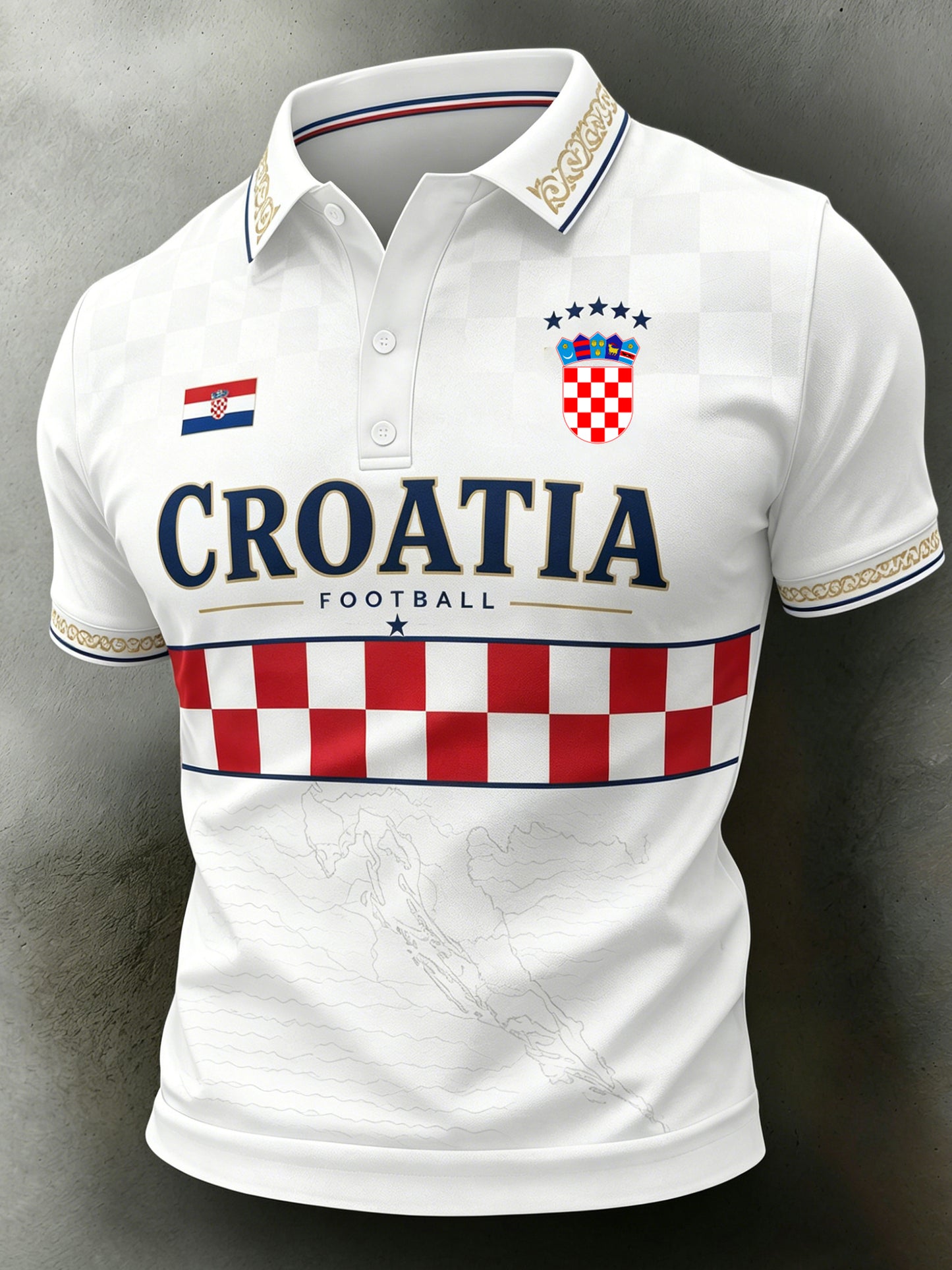 Muška majica polo s umjetničkim printom hrvatskog nogometnog navijača