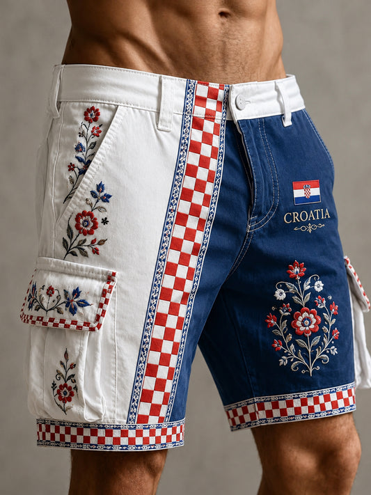 Muške kratke hlače s umjetničkim printom na temu navijanja za hrvatsku nogometnu reprezentaciju