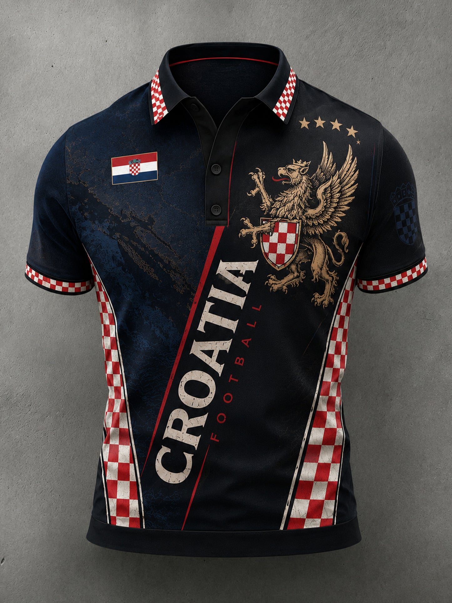 Muška majica polo s umjetničkim printom hrvatskog nogometnog navijača