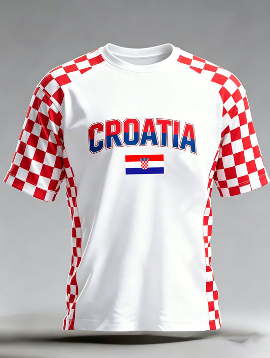 Muška majica s umjetničkom grafikom hrvatskog nogometnog navijača
