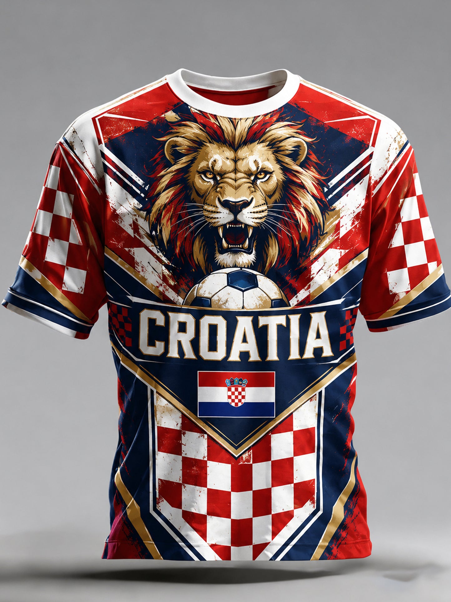 Muška majica s umjetničkom grafikom hrvatskog nogometnog navijača