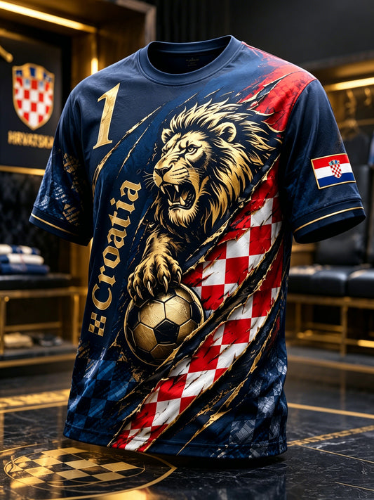 Muška hrvatska nogometno-tema navijanje umjetnost Print T-shirt