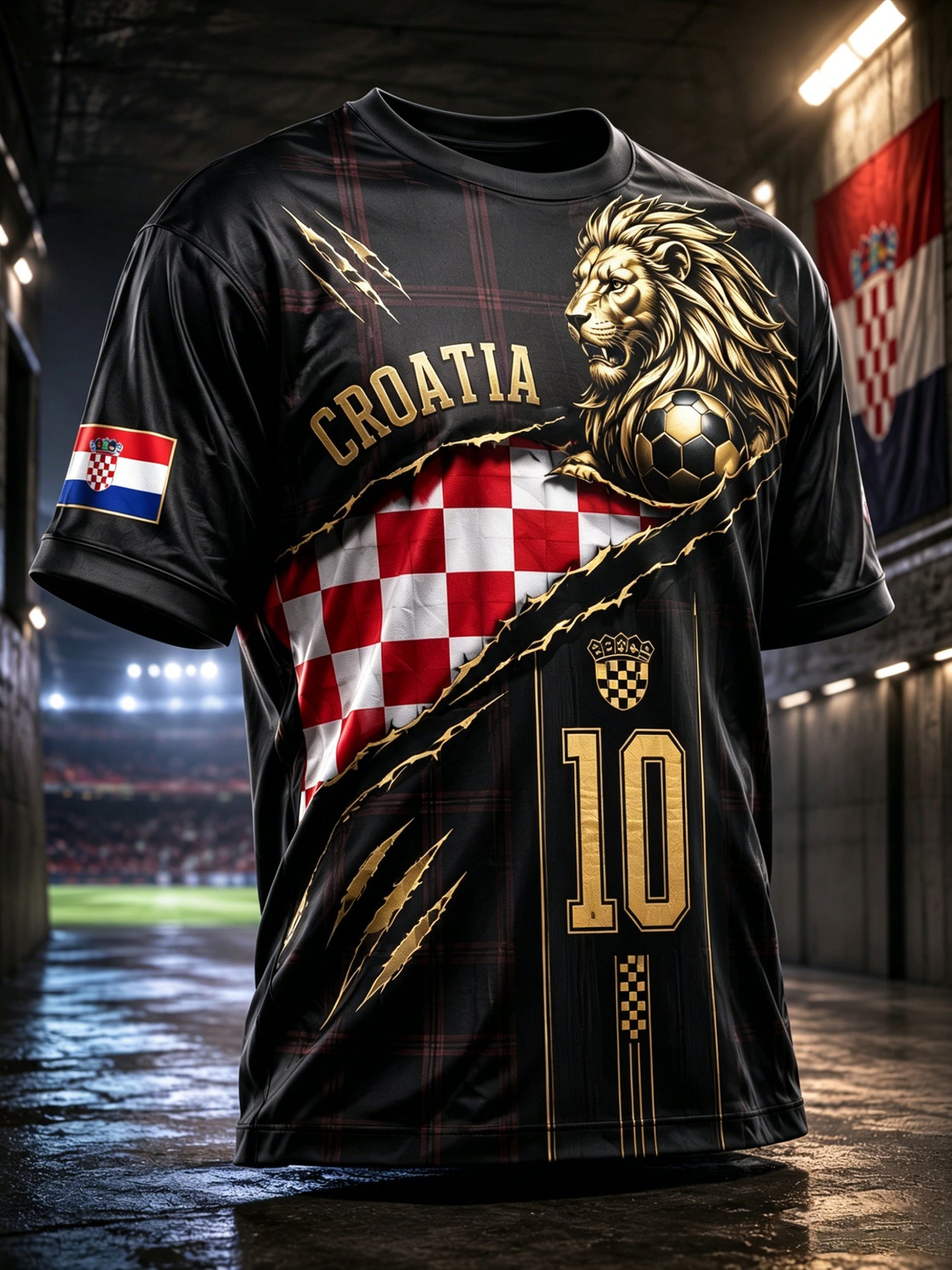 Muški majica s umjetničkom grafikom za navijanje s motivima hrvatskog nogometa