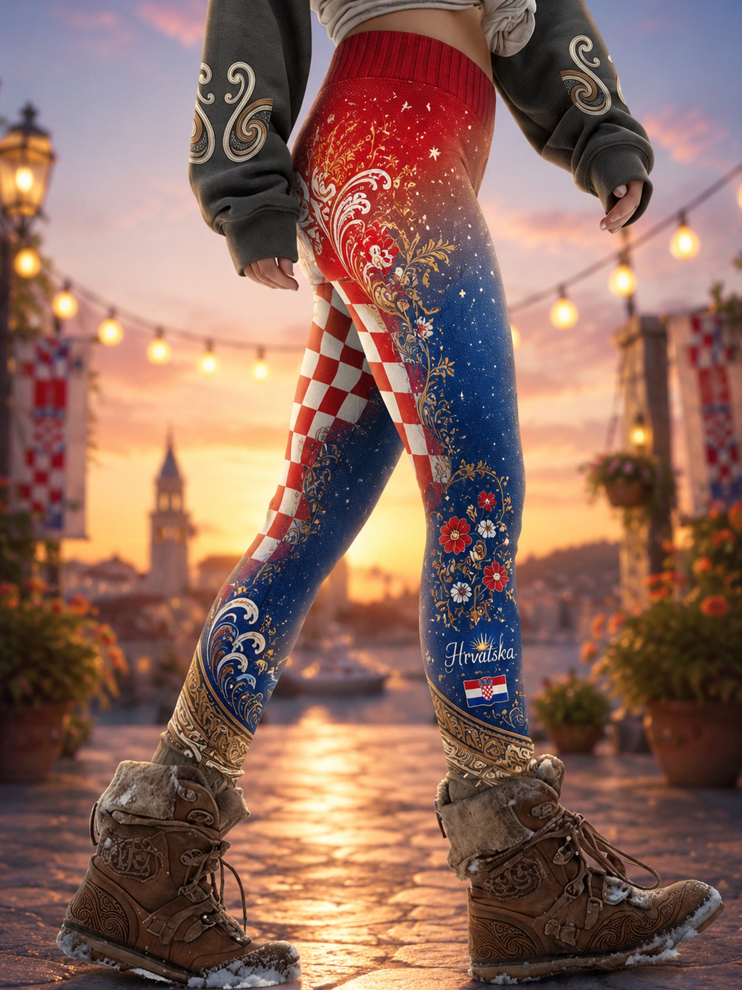 Ženska hrvatska nogometno-temačka umjetnost Print Leggings