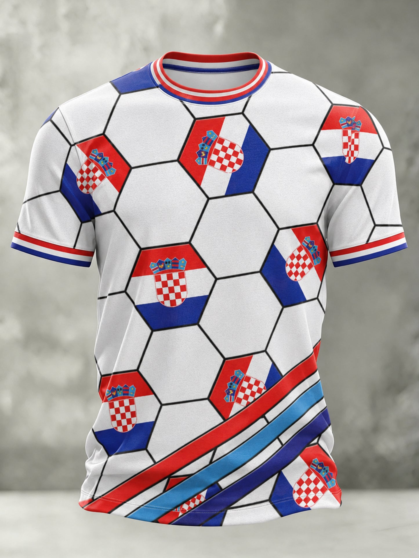 Muški majica s umjetničkom grafikom za navijanje s motivima hrvatskog nogometa