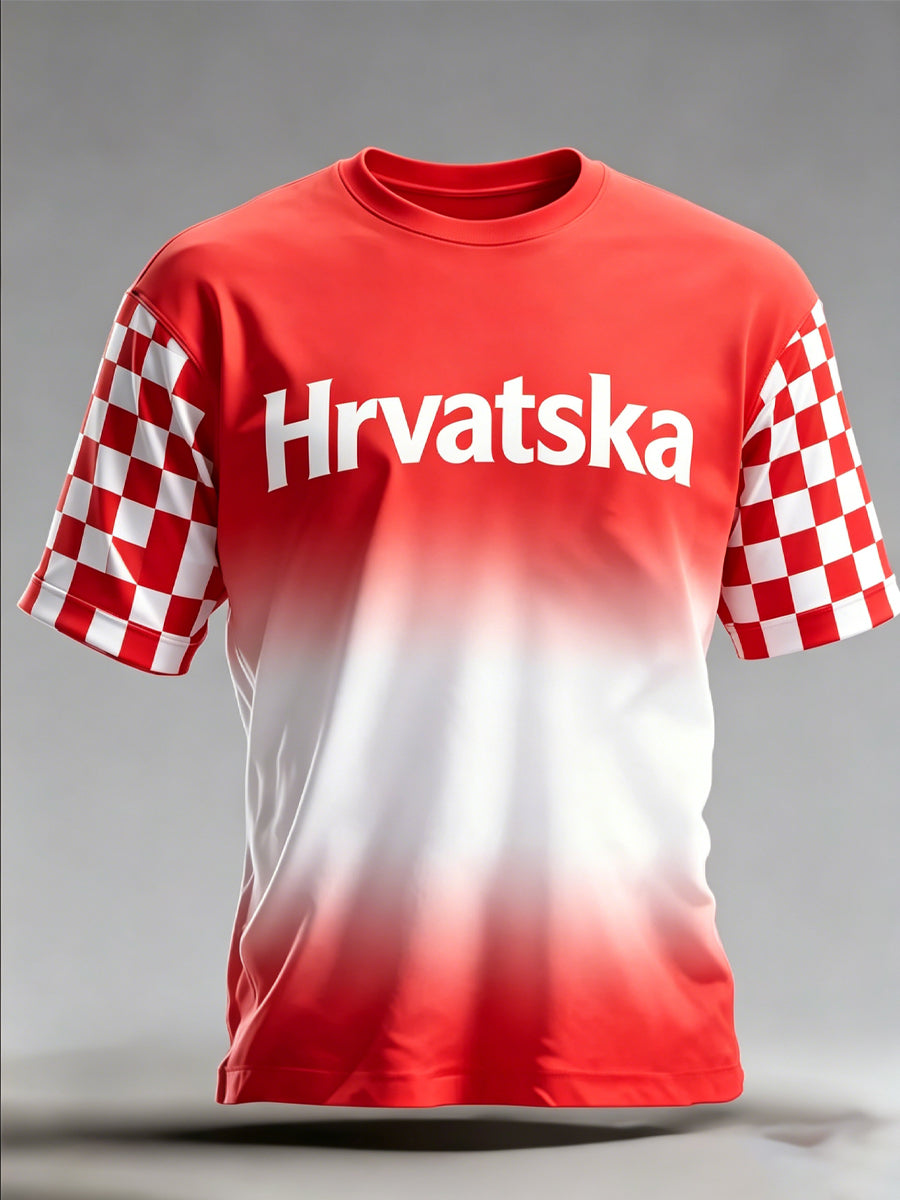 Muškarci hrvatski nogometni navijački element Umjetnost Ispis T-shirt
