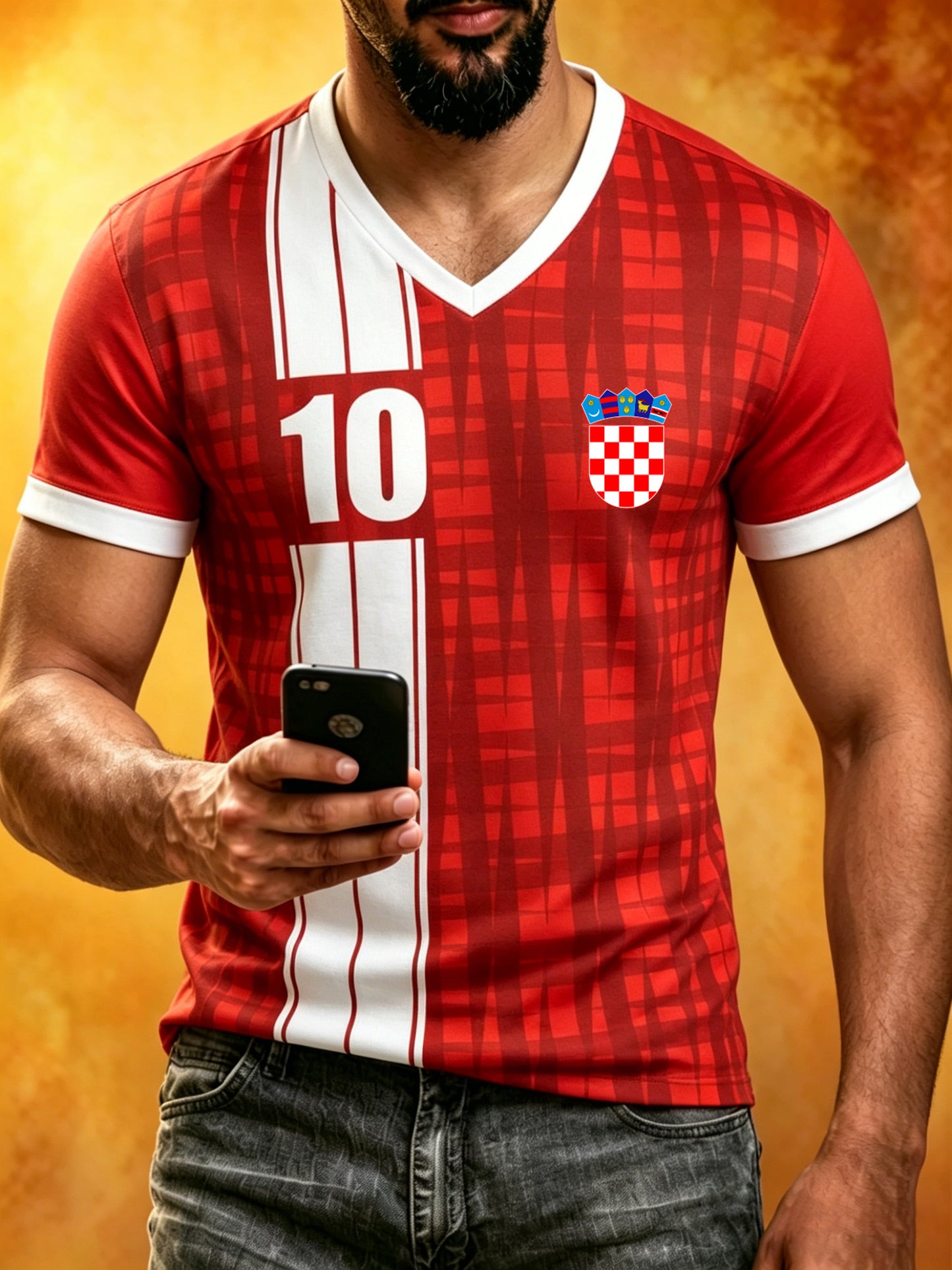 Muškarci Hrvatski nogometni utakmica Navijanje Element Umjetnost Ispis T-majca.