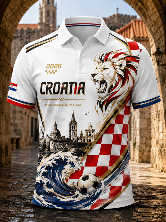 Muška hrvatska nogometna utakmica navijanje umjetnost Print Polo košulja