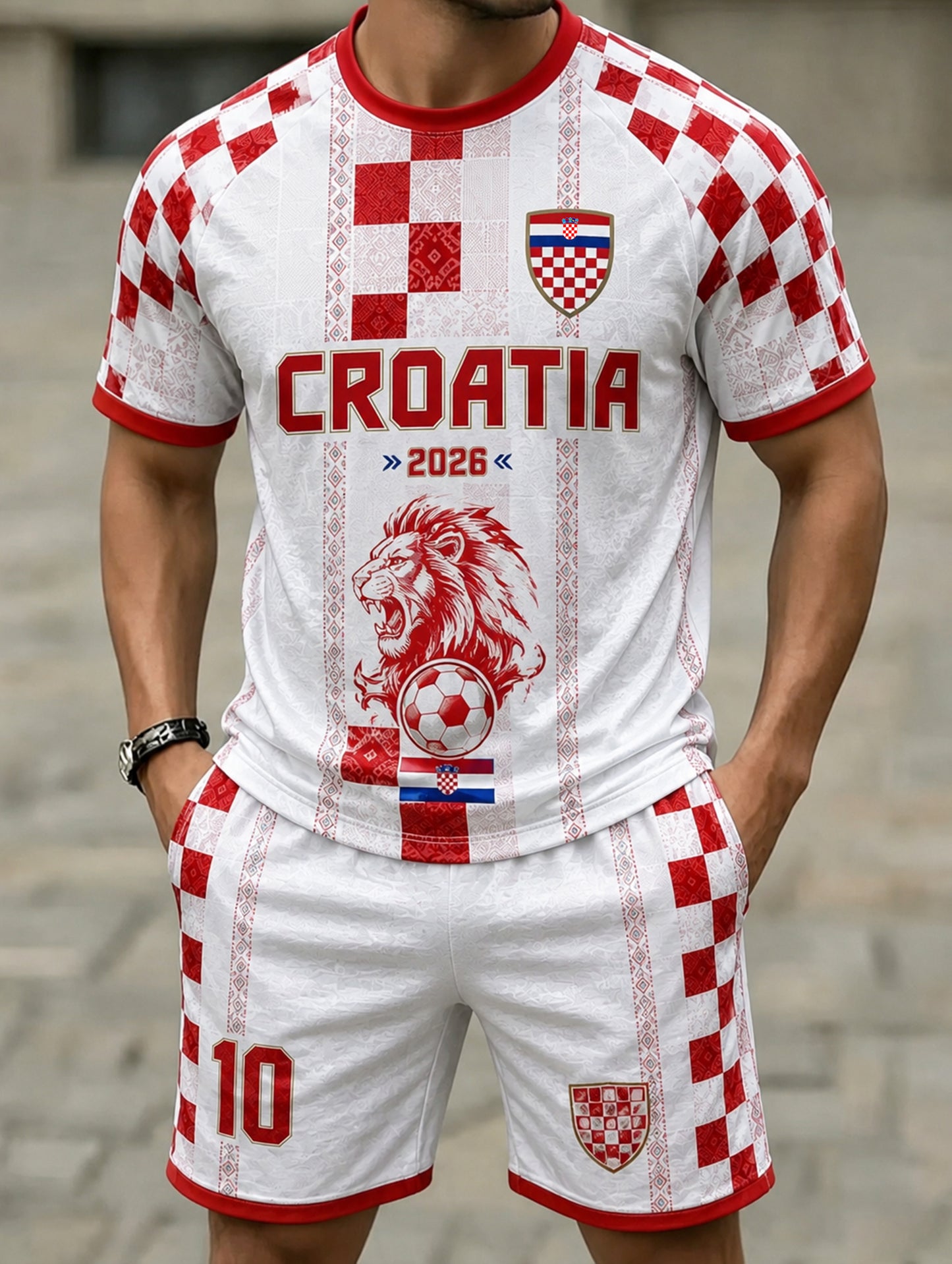 Set majica s umjetničkim printom za navijanje na muškoj hrvatskoj nogometnoj utakmici