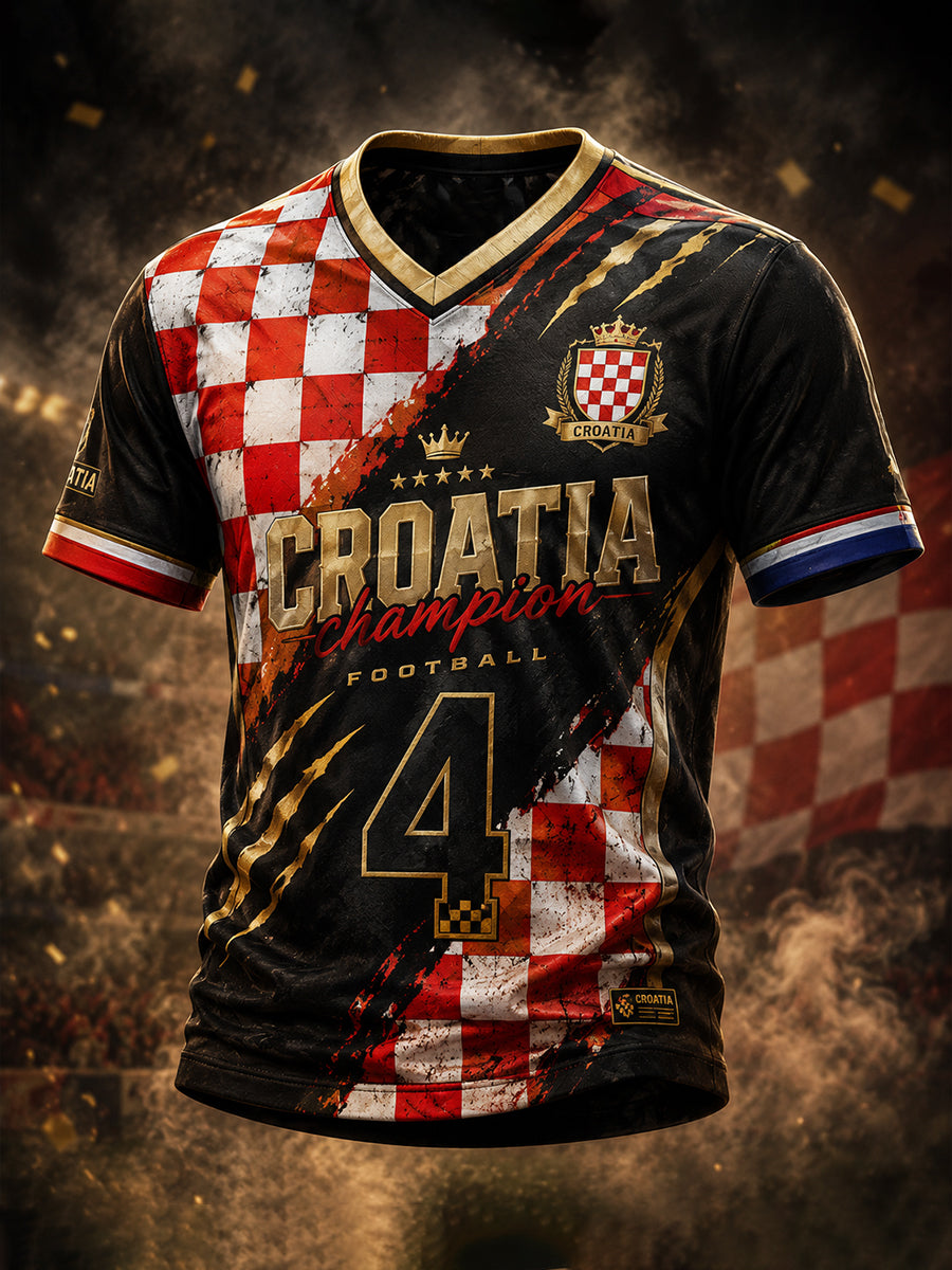 Muškarci Hrvatski nogometni utakmica Navijanje Element Umjetnost Ispis T-majca.
