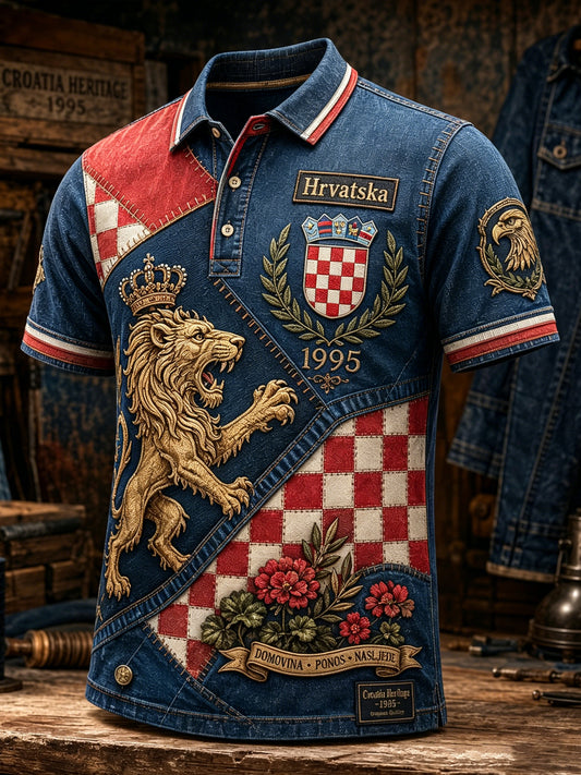 Umjetnički polo majica s otiskom u povodu Muškog hrvatskog nacionalnog dana