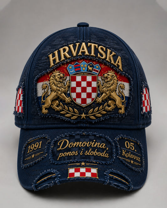 Uniseksna hrvatska šešir s vojnim stilom i domoljubnim uzorkom