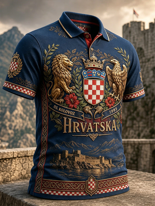Umjetnički polo majica s otiskom u povodu Muškog hrvatskog nacionalnog dana